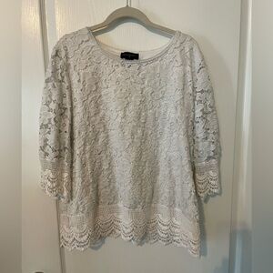 INVESTMENTS II GORGEOUS BLOUSE, LINED WITH LACE OVERLAY 2X